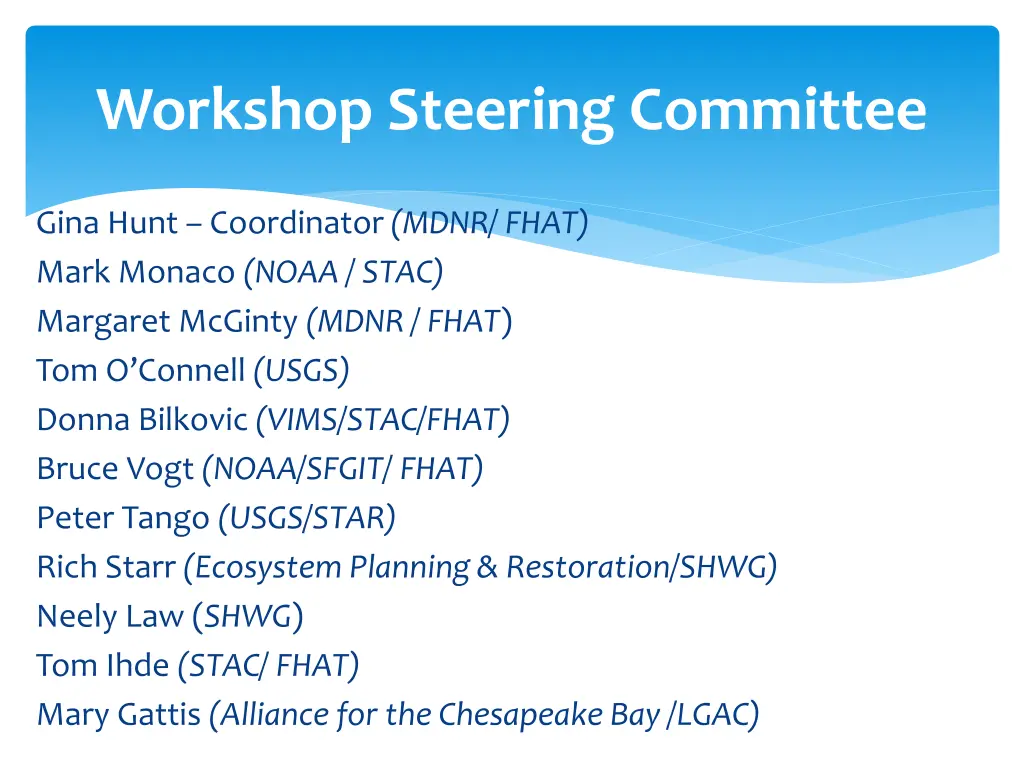 workshop steering committee