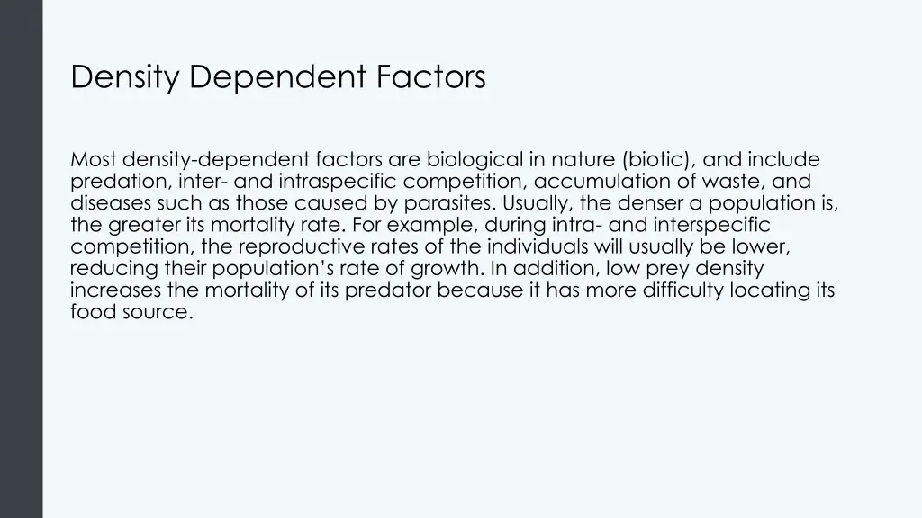 density dependent factors