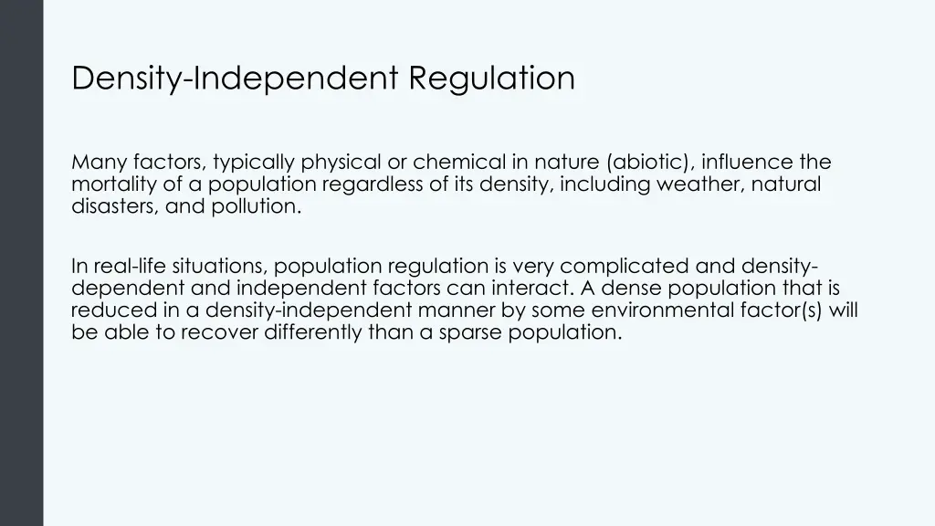 density independent regulation