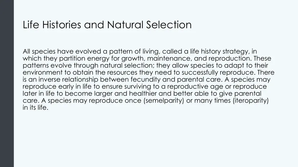 life histories and natural selection