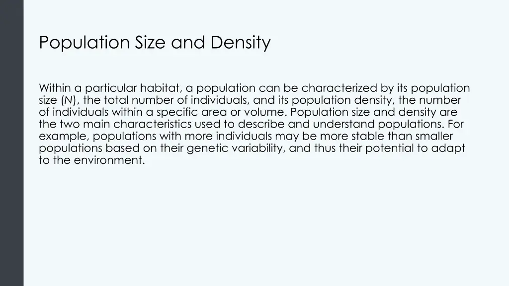 population size and density