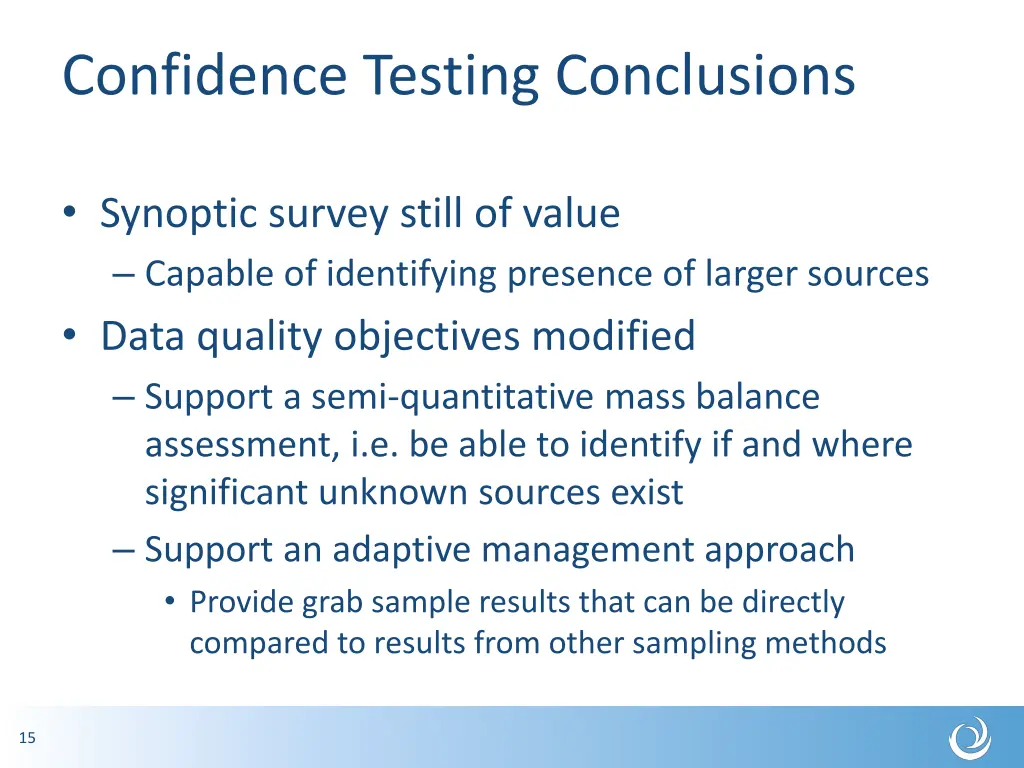 confidence testing conclusions