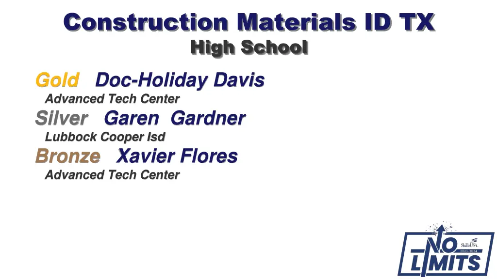 construction materials id tx high school gold