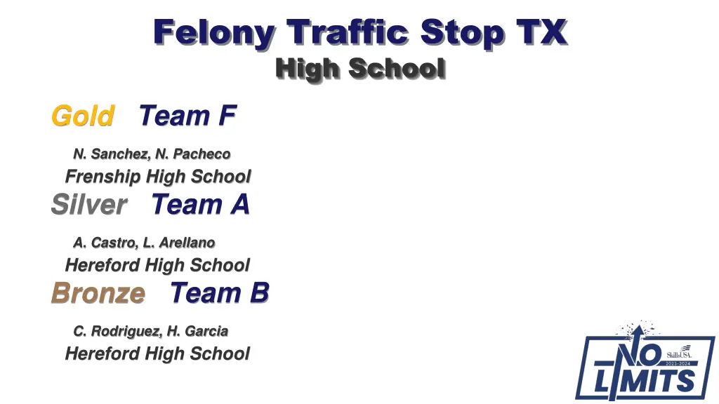 felony traffic stop tx high school gold team f