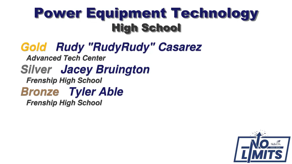 power equipment technology high school gold rudy