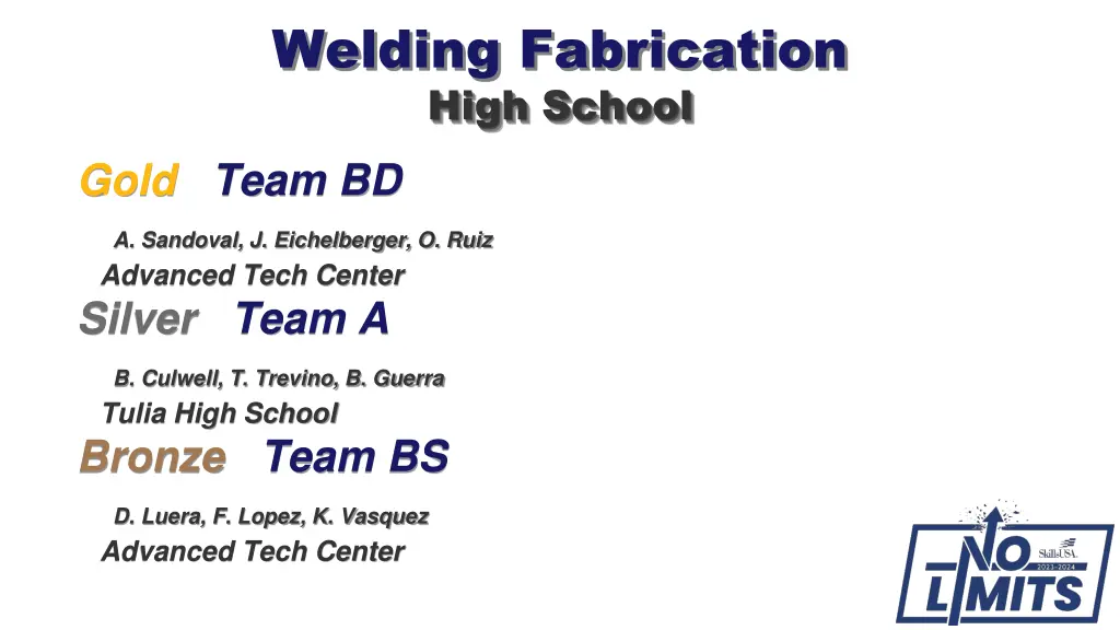 welding fabrication high school gold team bd