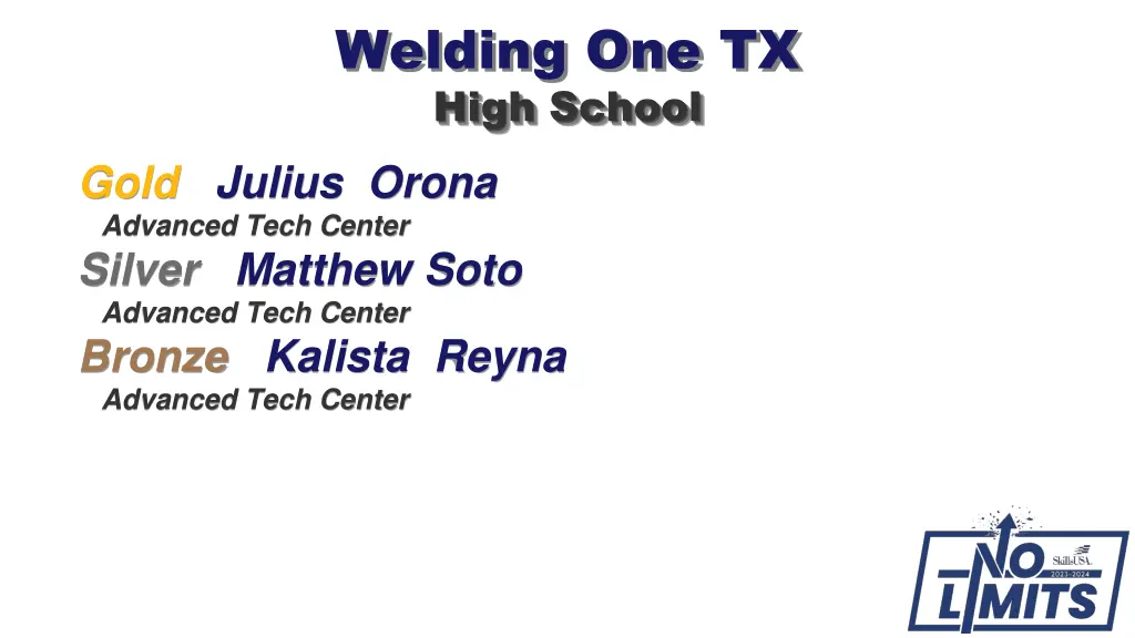 welding one tx high school