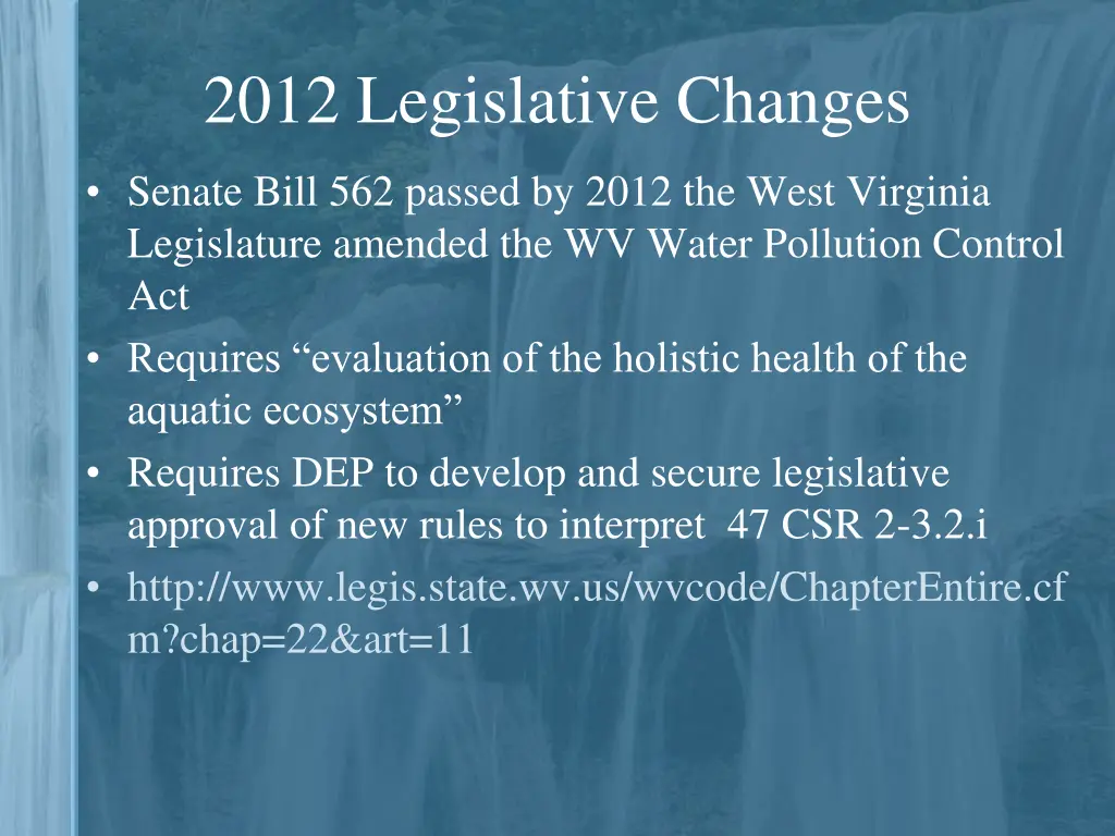 2012 legislative changes