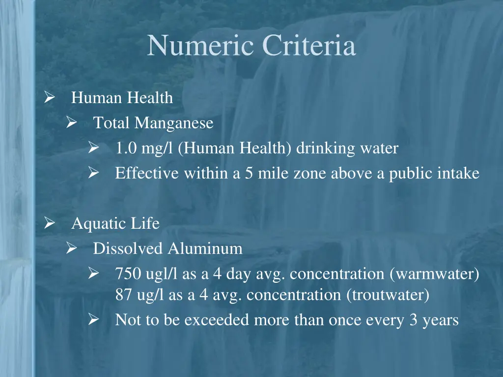 numeric criteria 1