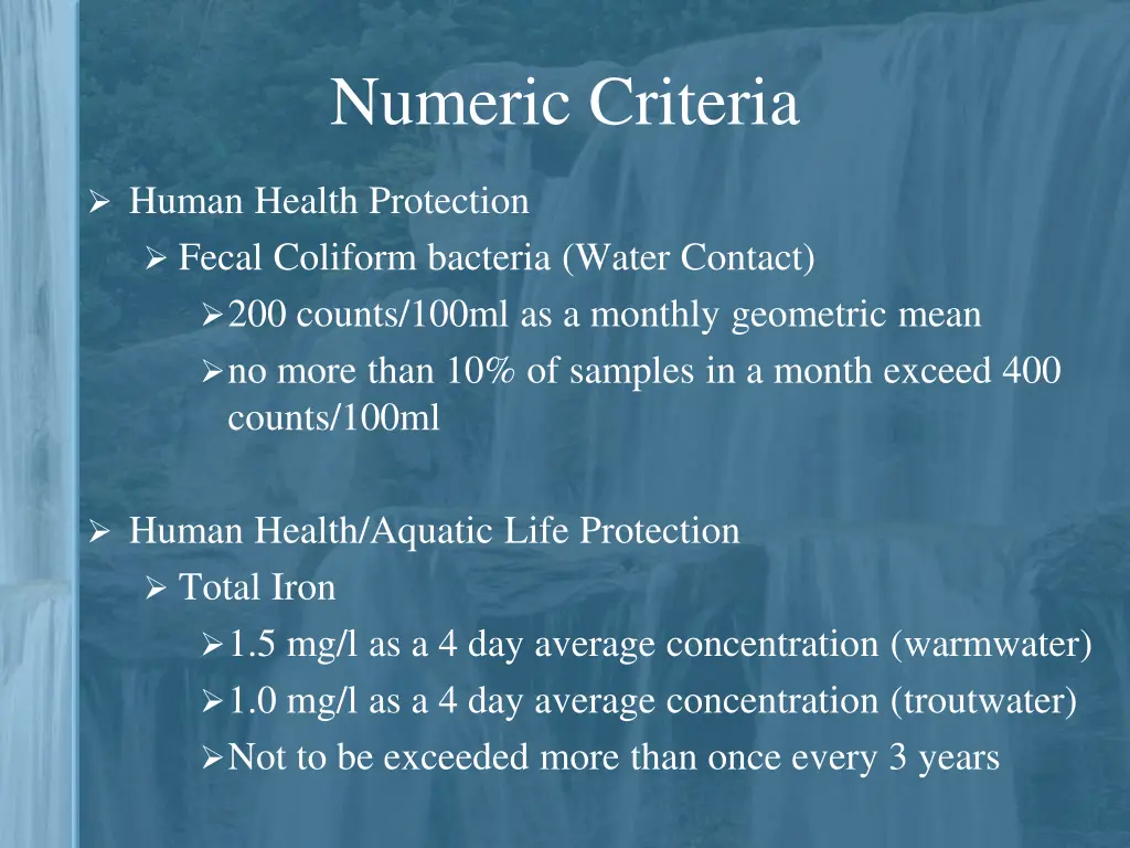 numeric criteria