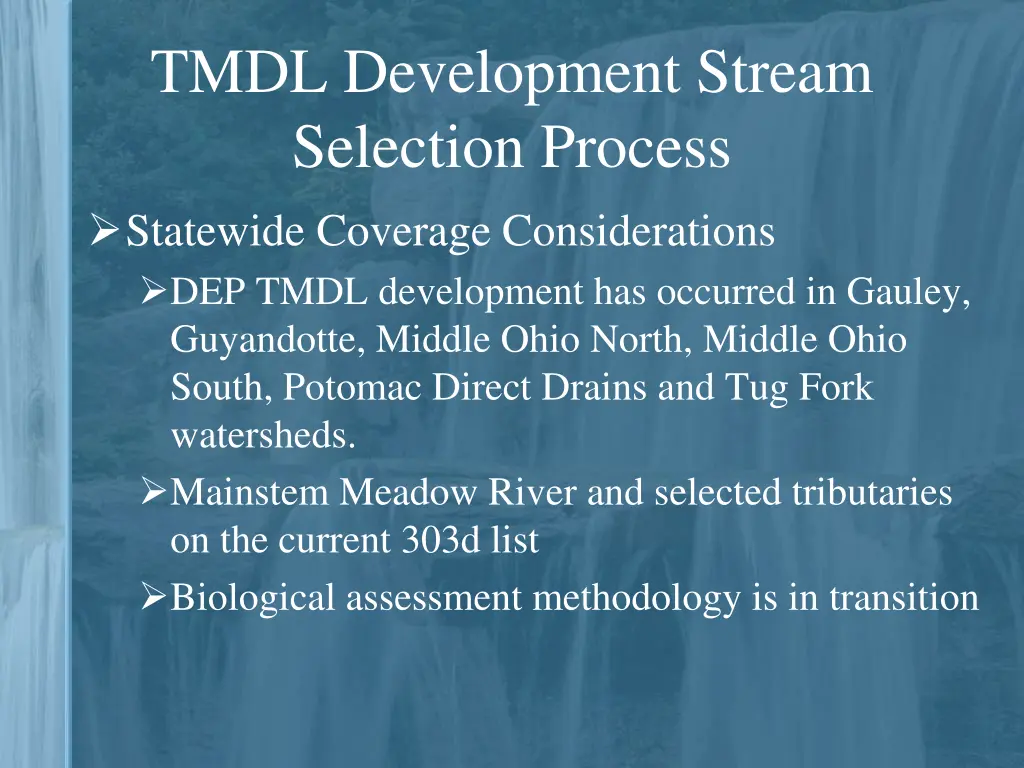 tmdl development stream selection process 1