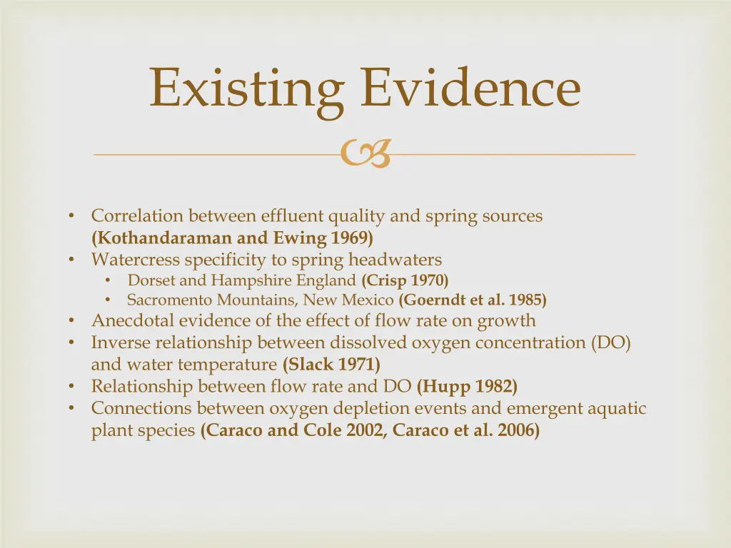 existing evidence