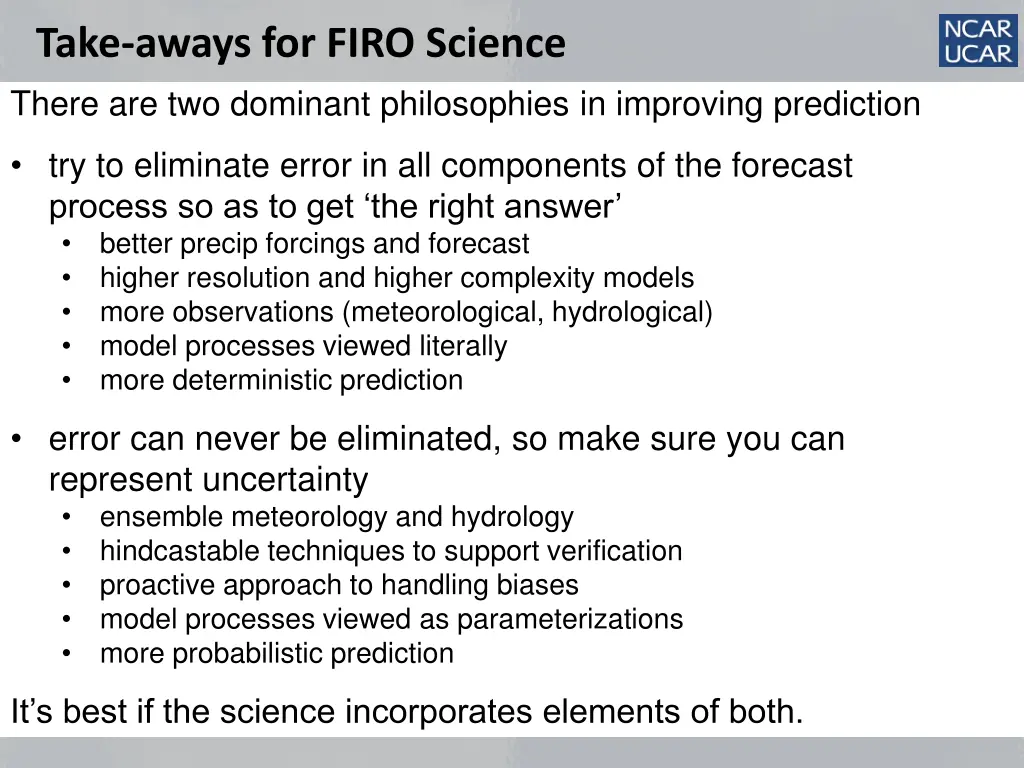 take aways for firo science there