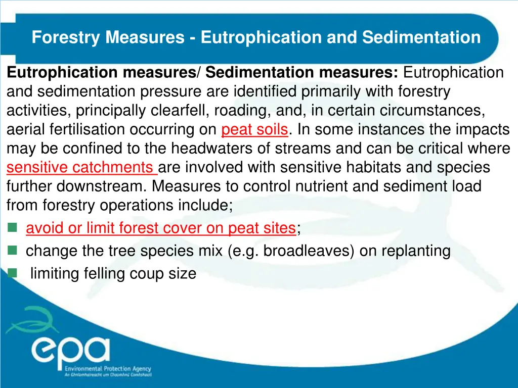 forestry measures eutrophication and sedimentation