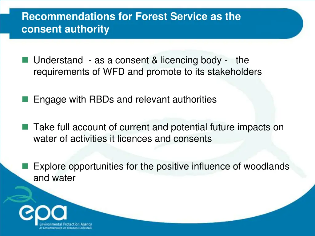 recommendations for forest service as the consent