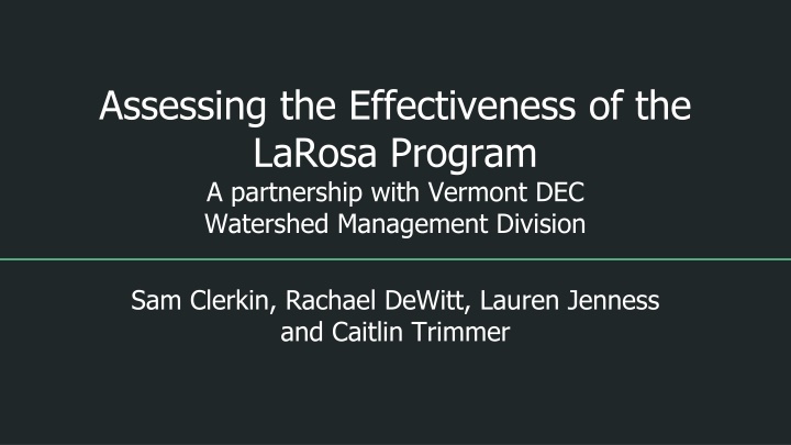 assessing the effectiveness of the larosa program