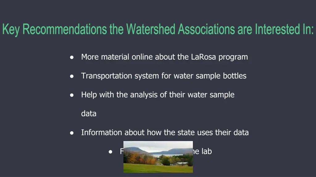 key recommendations the watershed associations