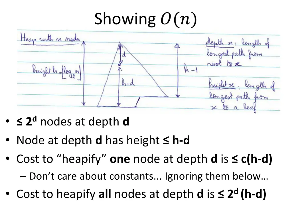 2 d nodes at depth d node at depth d has height