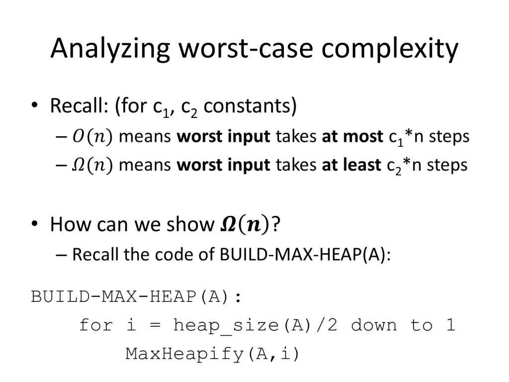 analyzing worst case complexity