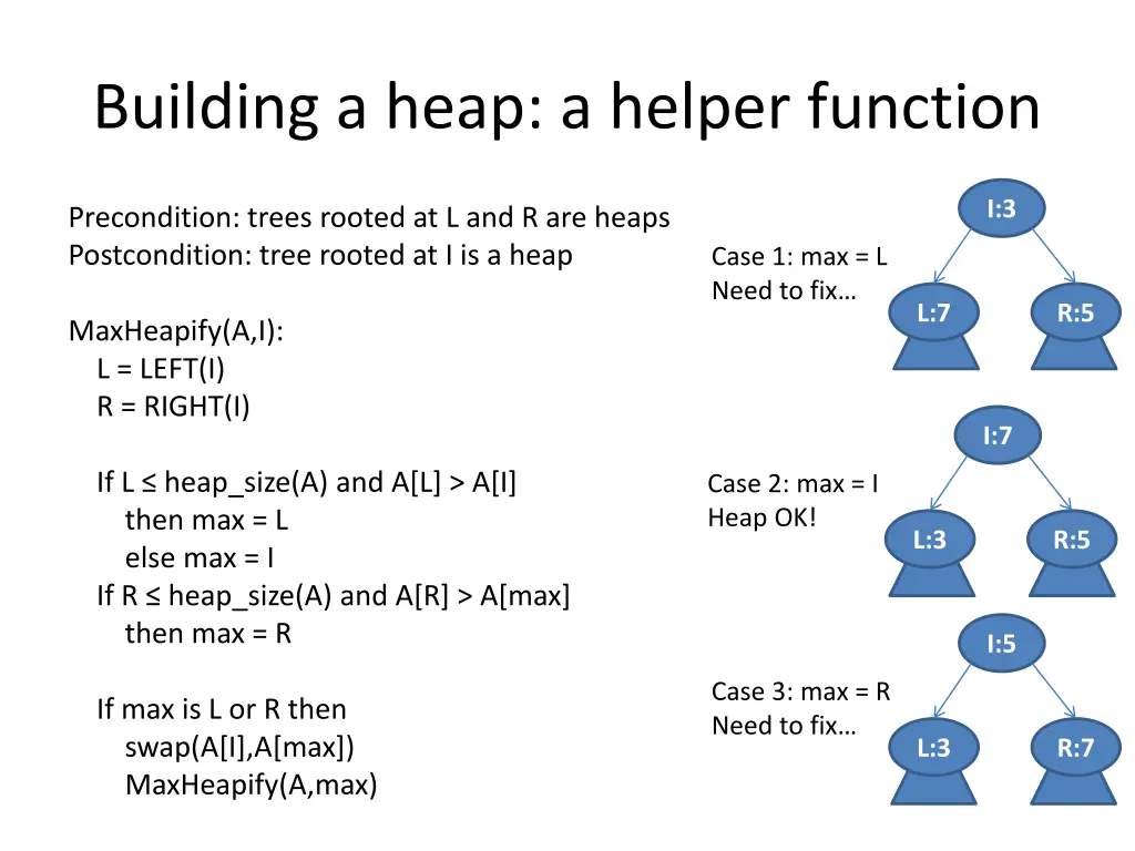 building a heap a helper function