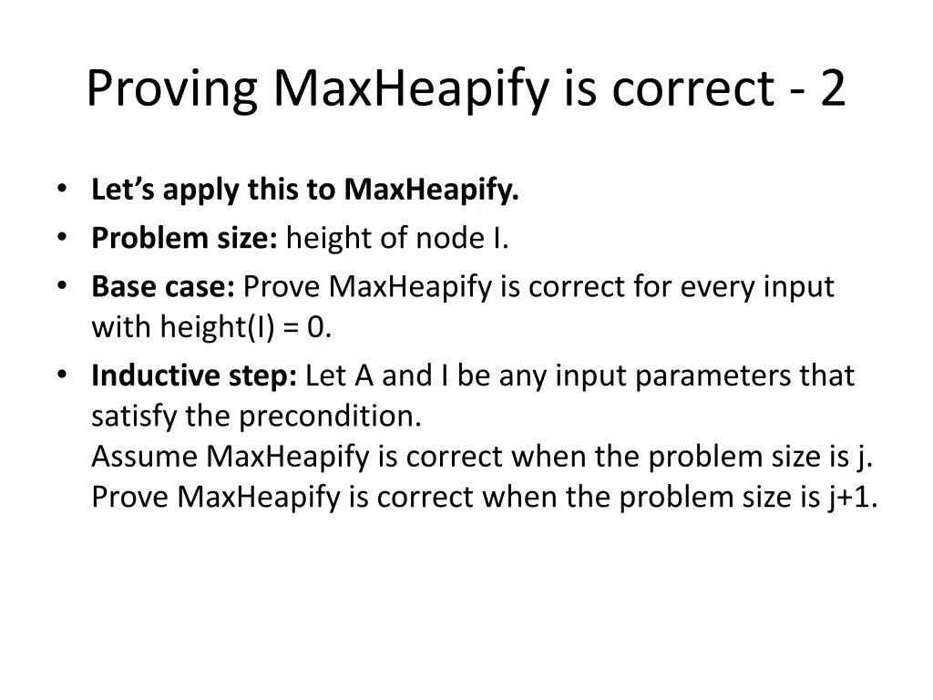 proving maxheapify is correct 2