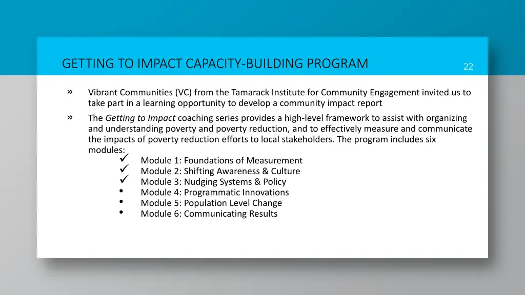 getting to impact capacity building program