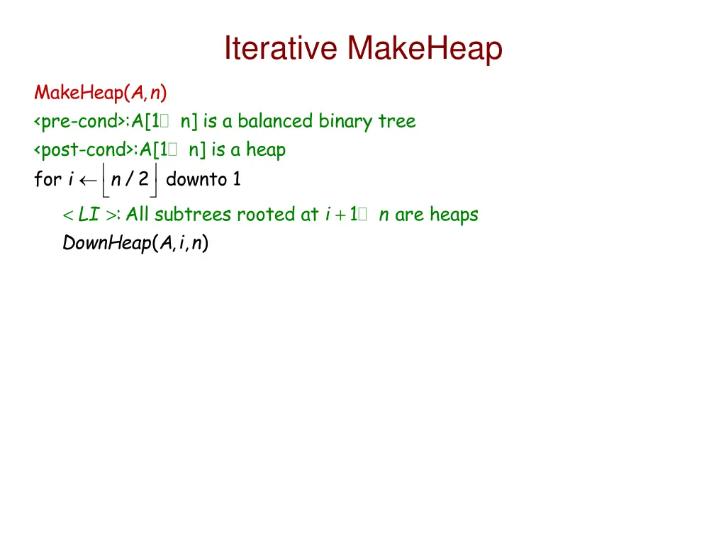 iterative makeheap