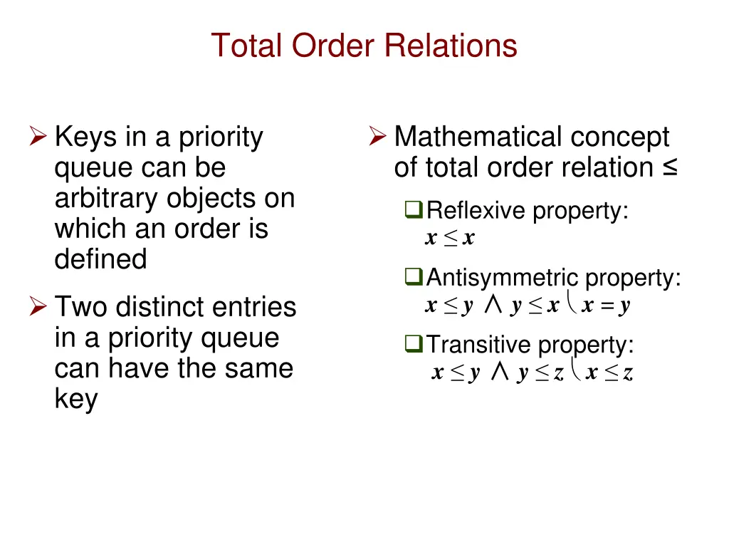 total order relations