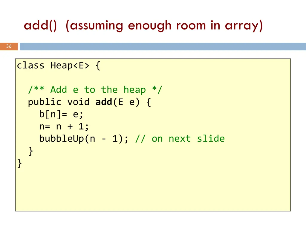 add assuming enough room in array