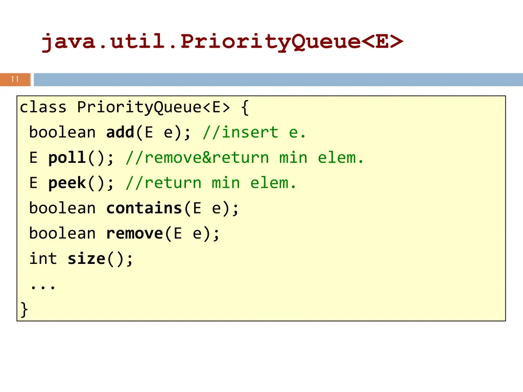 java util priorityqueue e