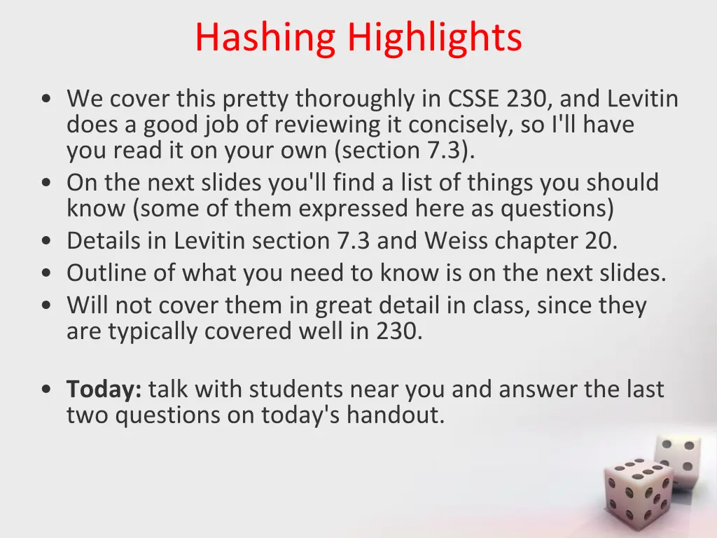 hashing highlights