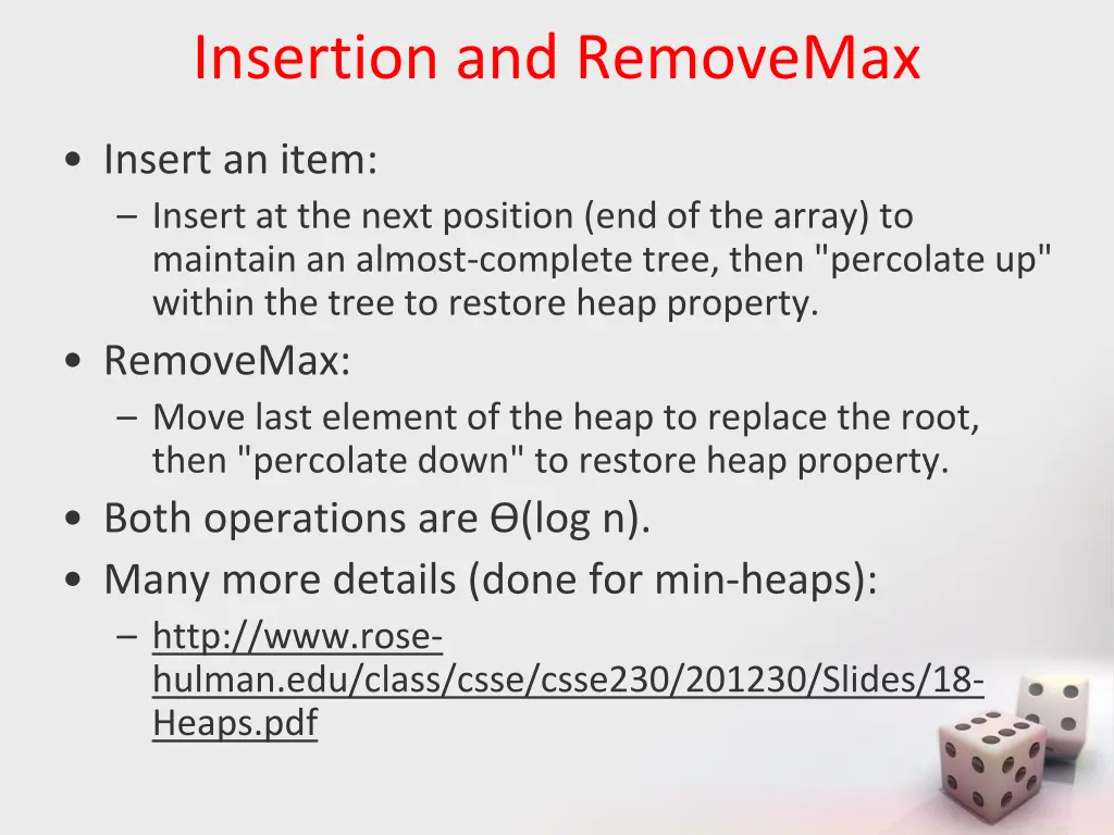 insertion and removemax