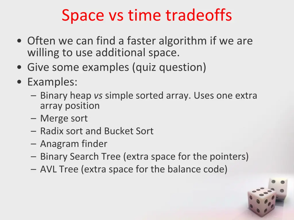 space vs time tradeoffs 1