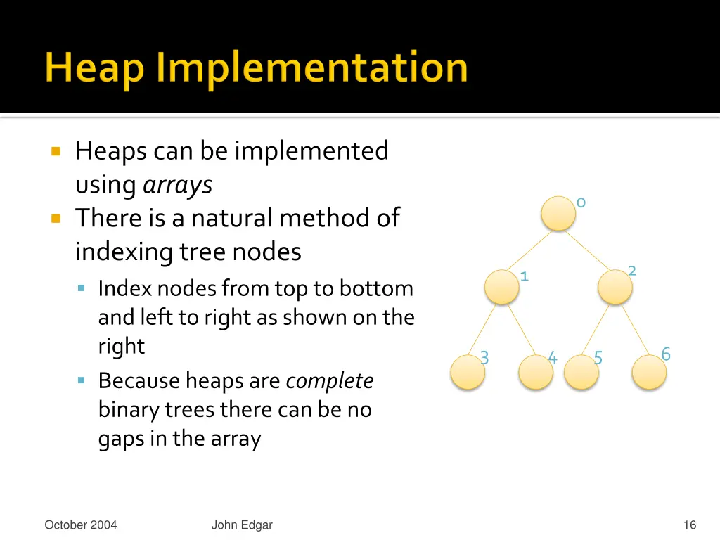 heaps can be implemented using arrays there