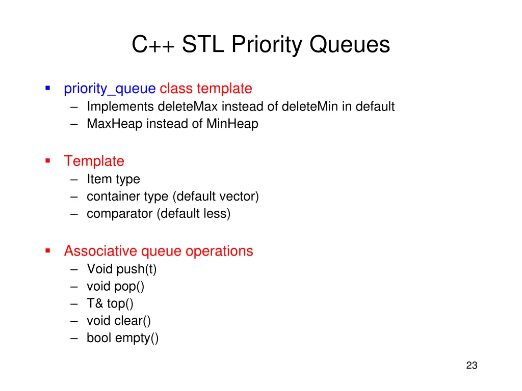 c stl priority queues