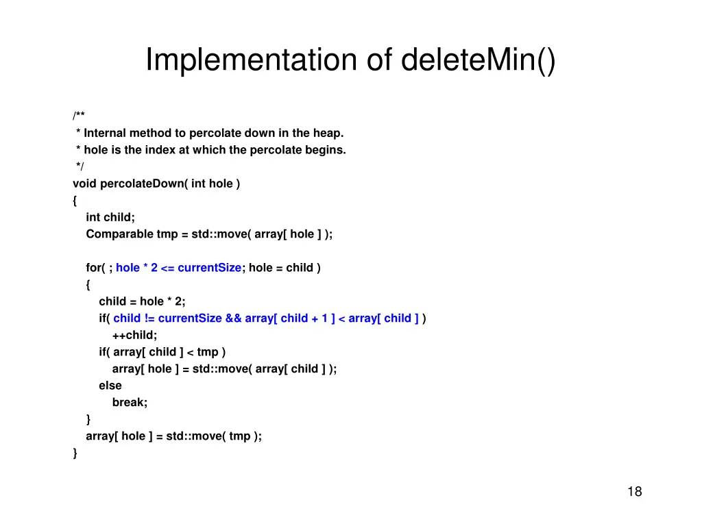 implementation of deletemin 1