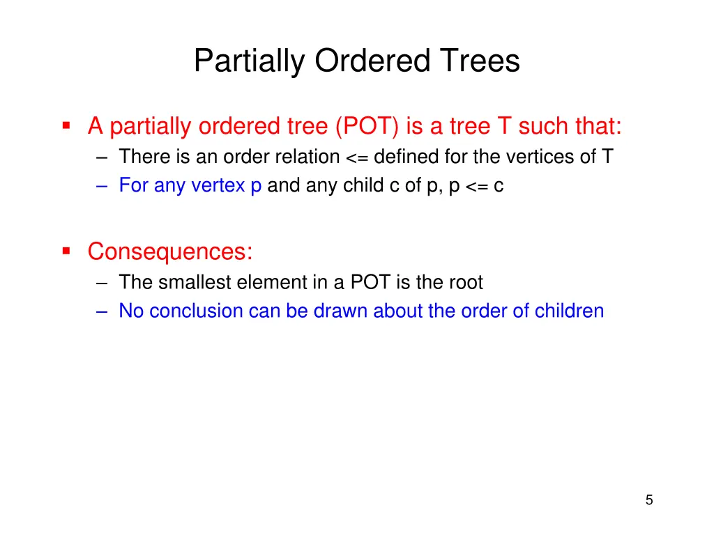 partially ordered trees