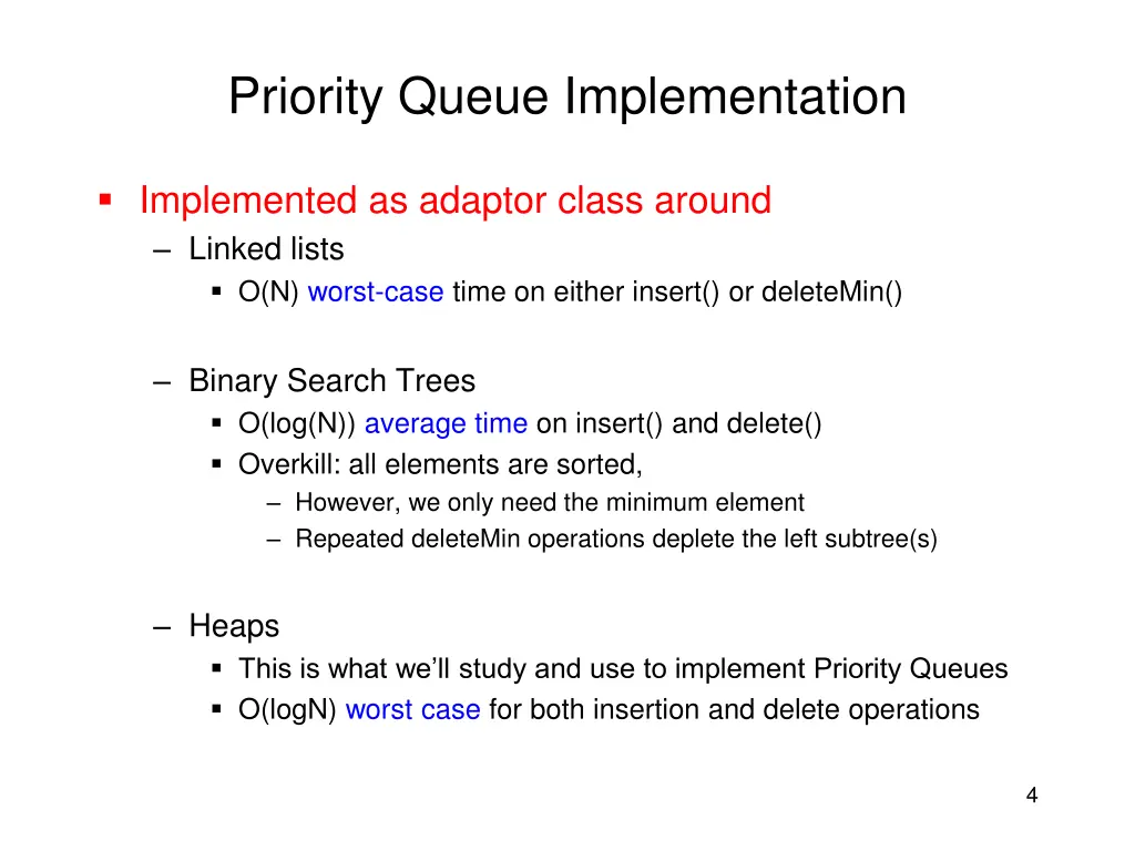 priority queue implementation