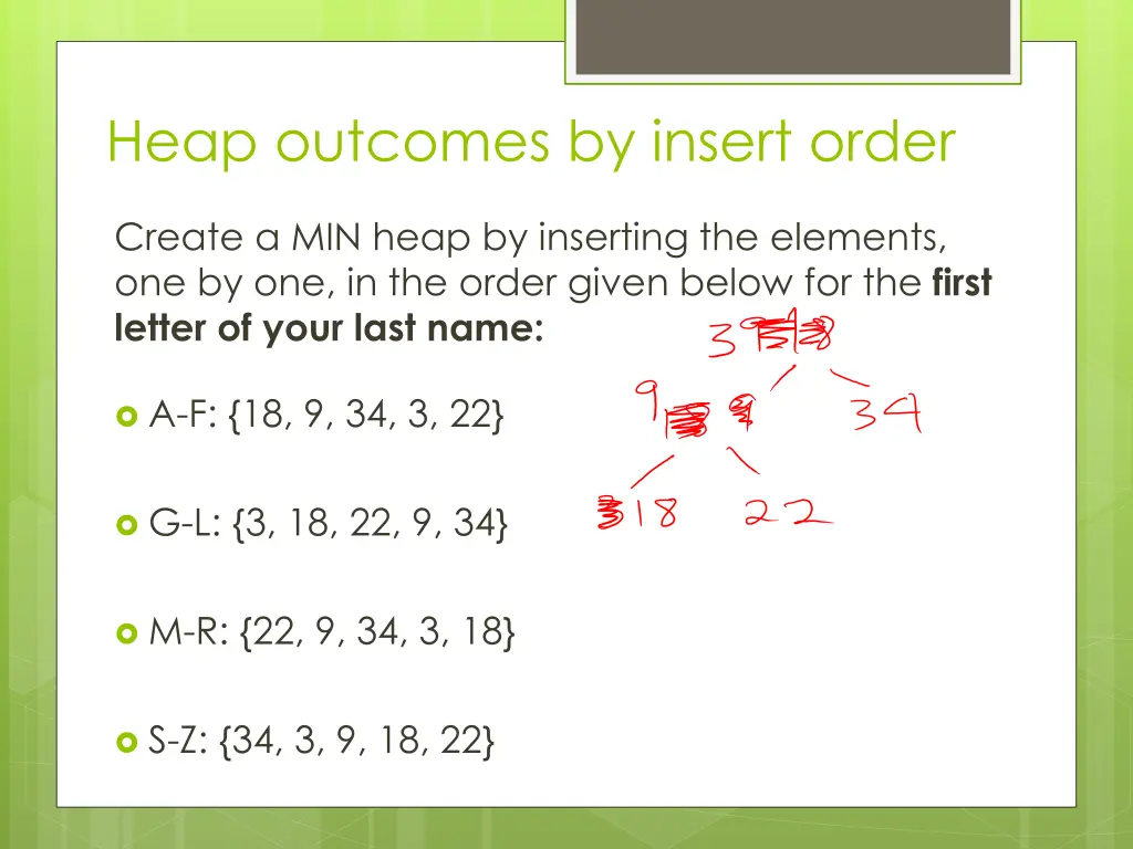 heap outcomes by insert order 1