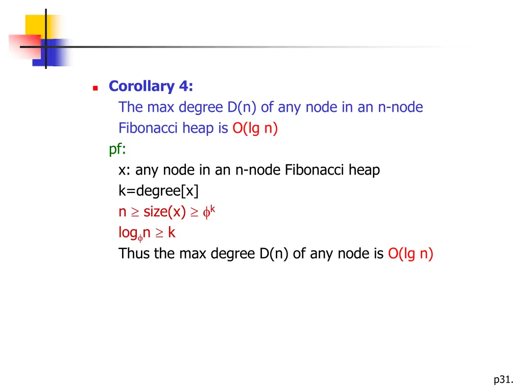 corollary 4 the max degree d n of any node