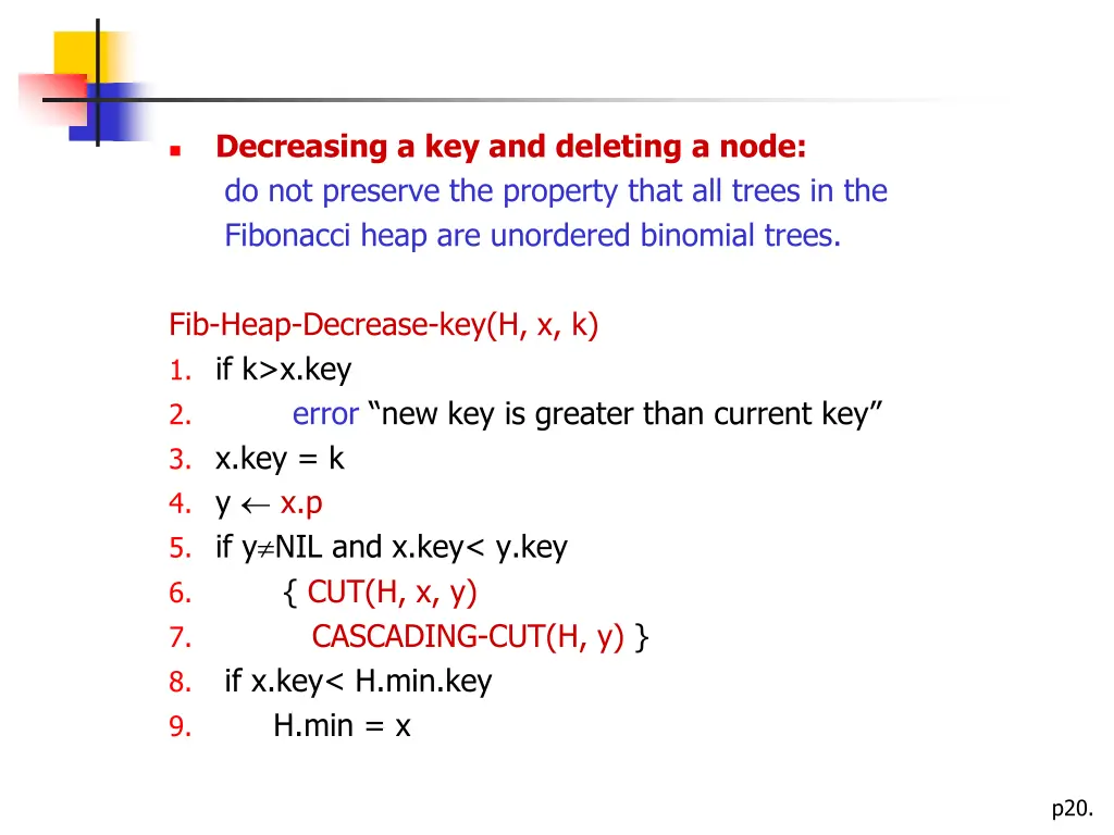 decreasing a key and deleting a node