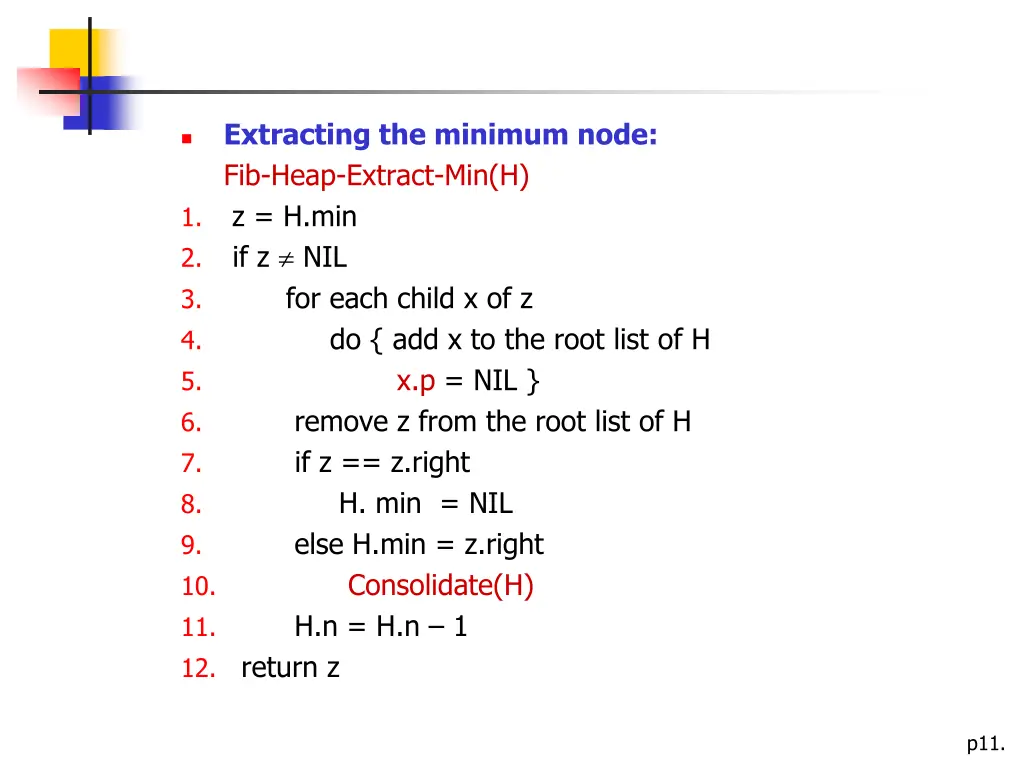 extracting the minimum node fib heap extract min h