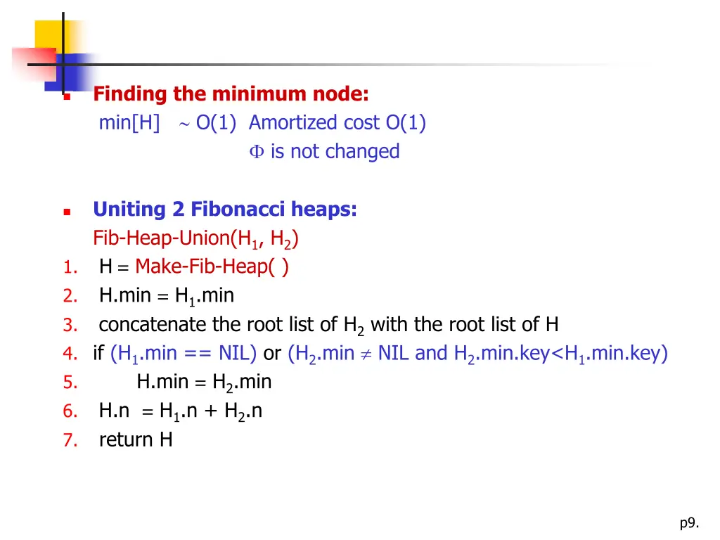 finding the minimum node min h o 1 amortized cost