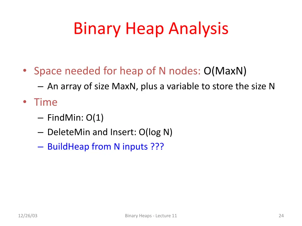 binary heap analysis