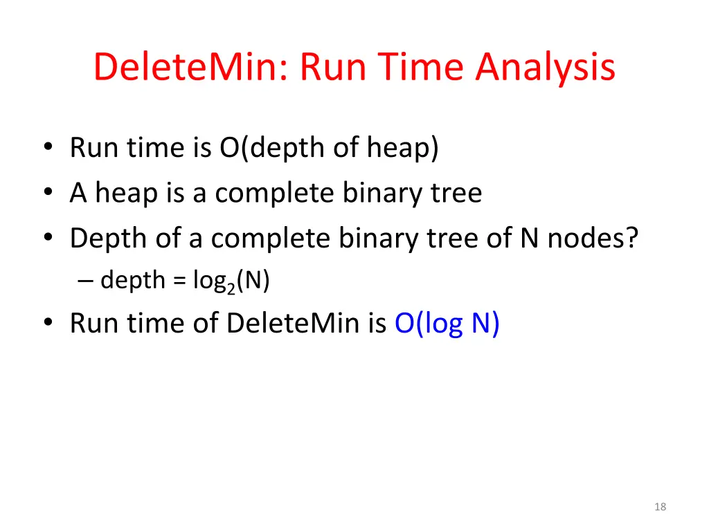 deletemin run time analysis