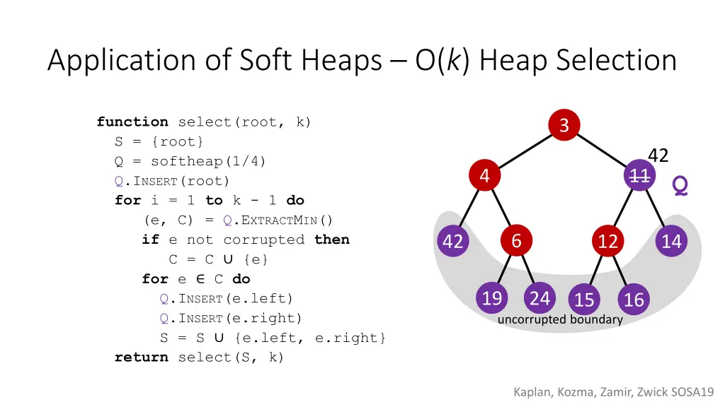 application of soft heaps o k heap selection