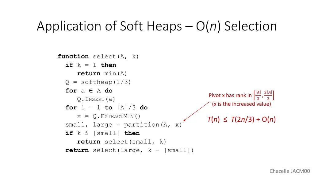 application of soft heaps o n selection