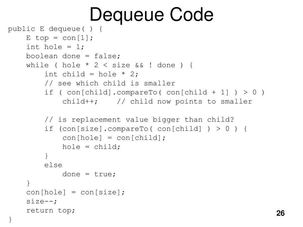 dequeue code