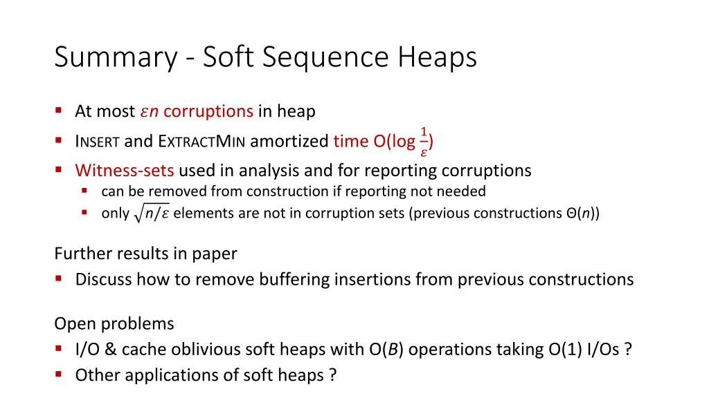 summary soft sequence heaps